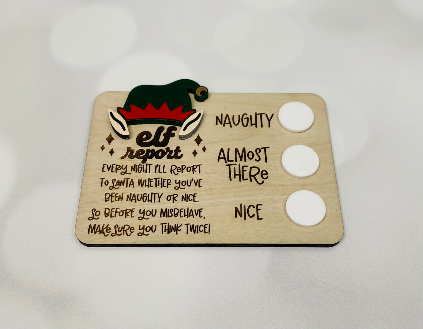 Elf Report Wood Magnet