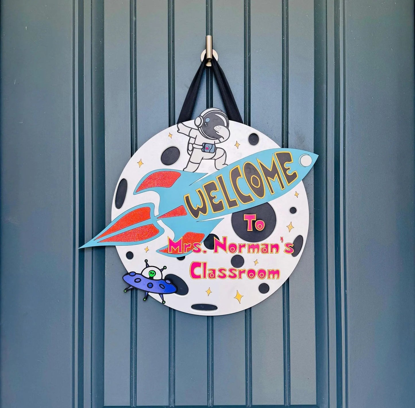 Blast Off Space Themed Door Hanger