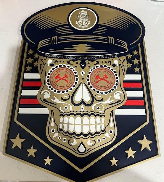 United States Navy Sugar Skull Wood Wall Plaque