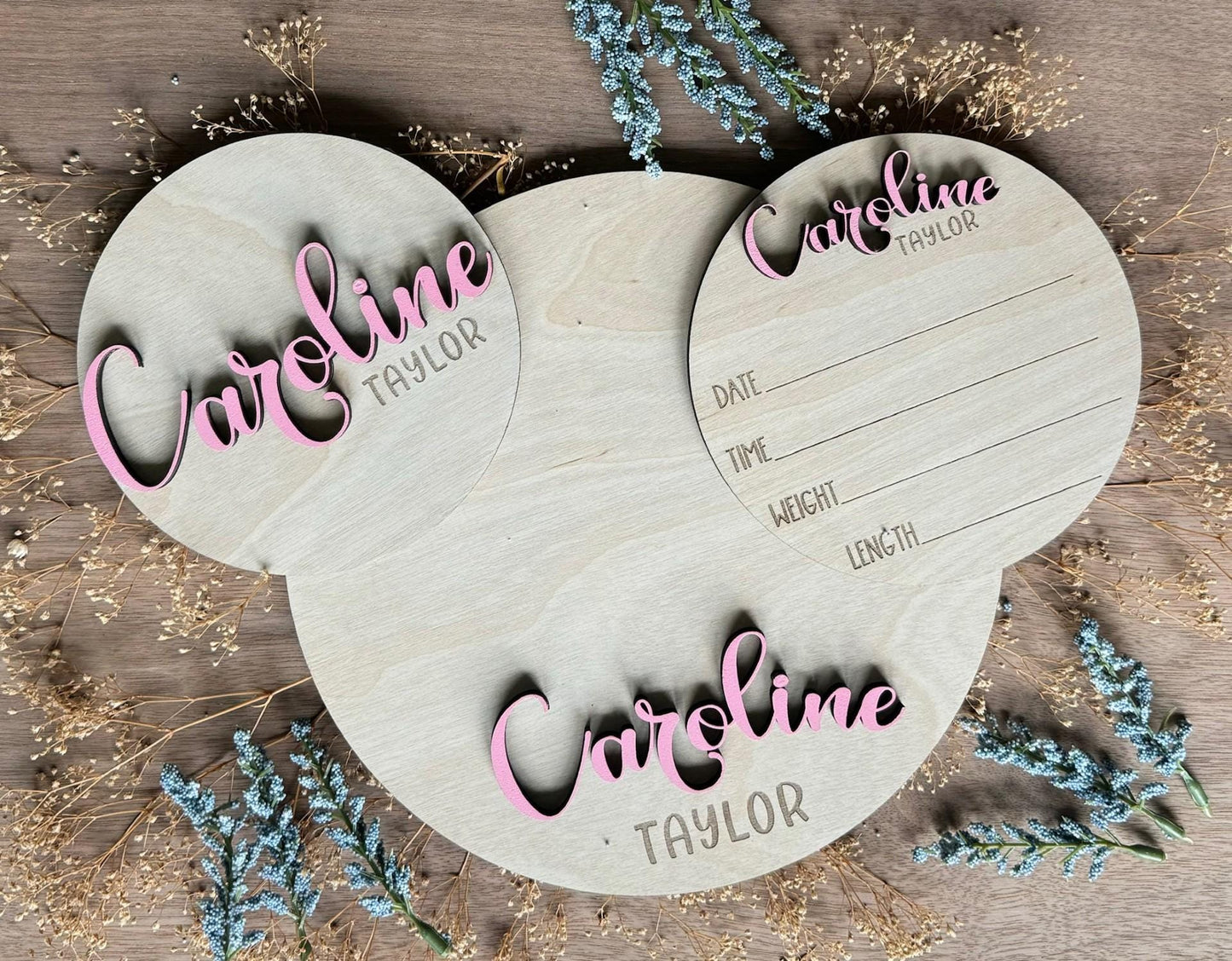Personalized Wooden Birth Announcements for Baby's First Photos