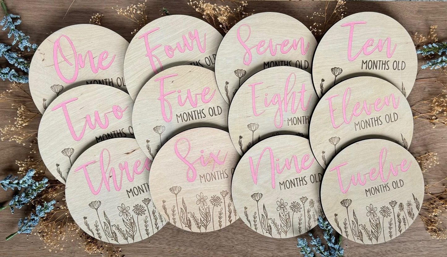 Wooden Month Markers for Baby Photos