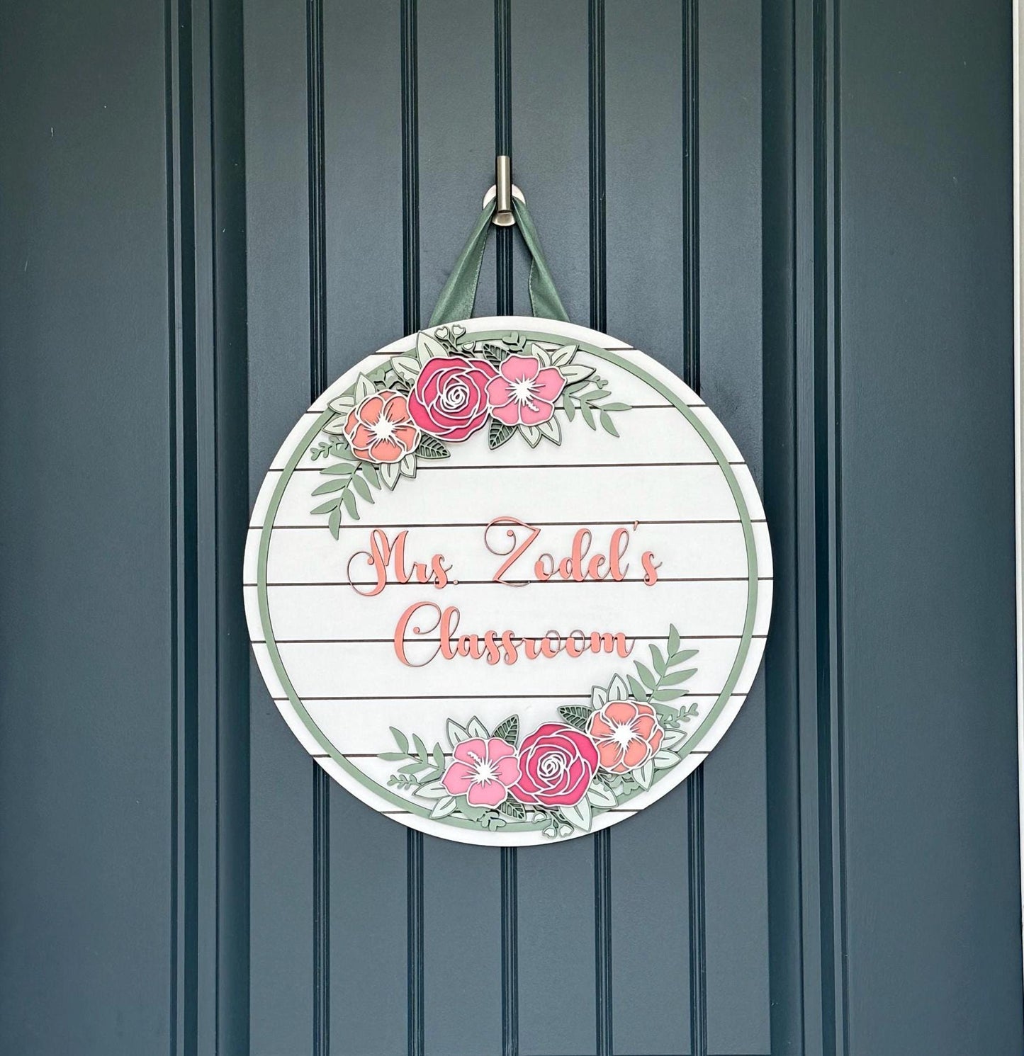 Personalized Floral Door Hanger