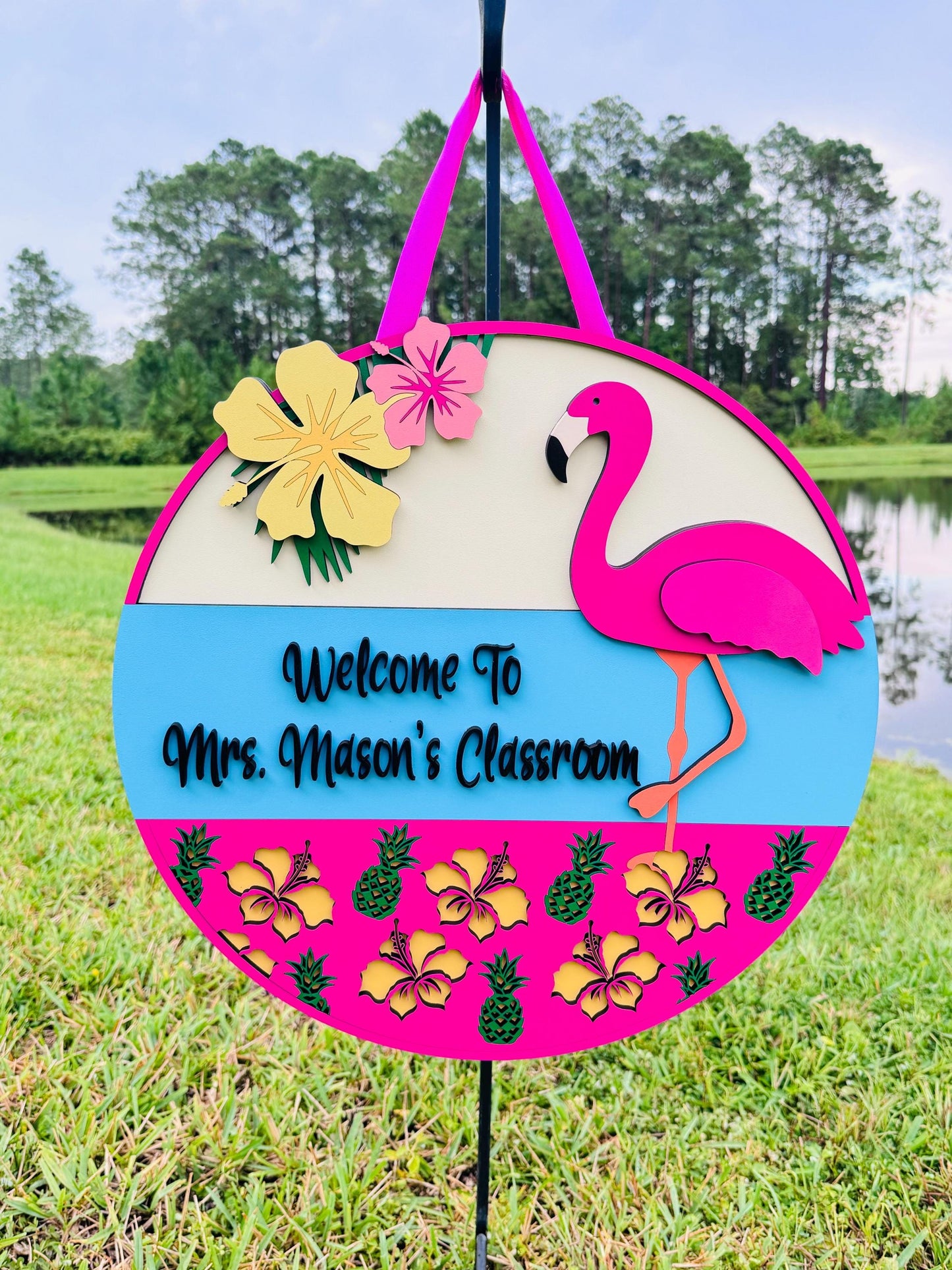 Tropical Flamingo Door Hanger