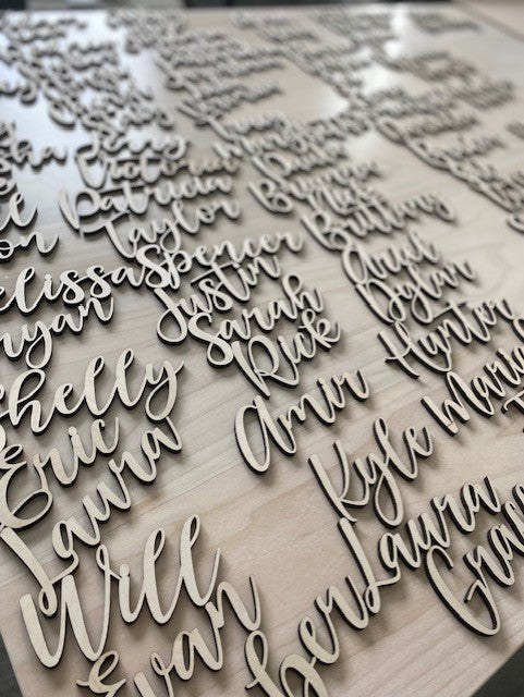 Laser Engraved Names for Wedding Reception Place Settings