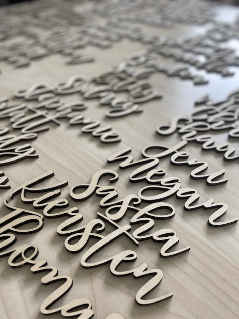 Laser Engraved Names for Wedding Reception Place Settings