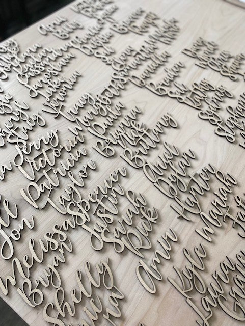 Laser Engraved Names for Wedding Reception Place Settings
