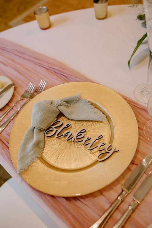 Laser Engraved Names for Wedding Reception Place Settings
