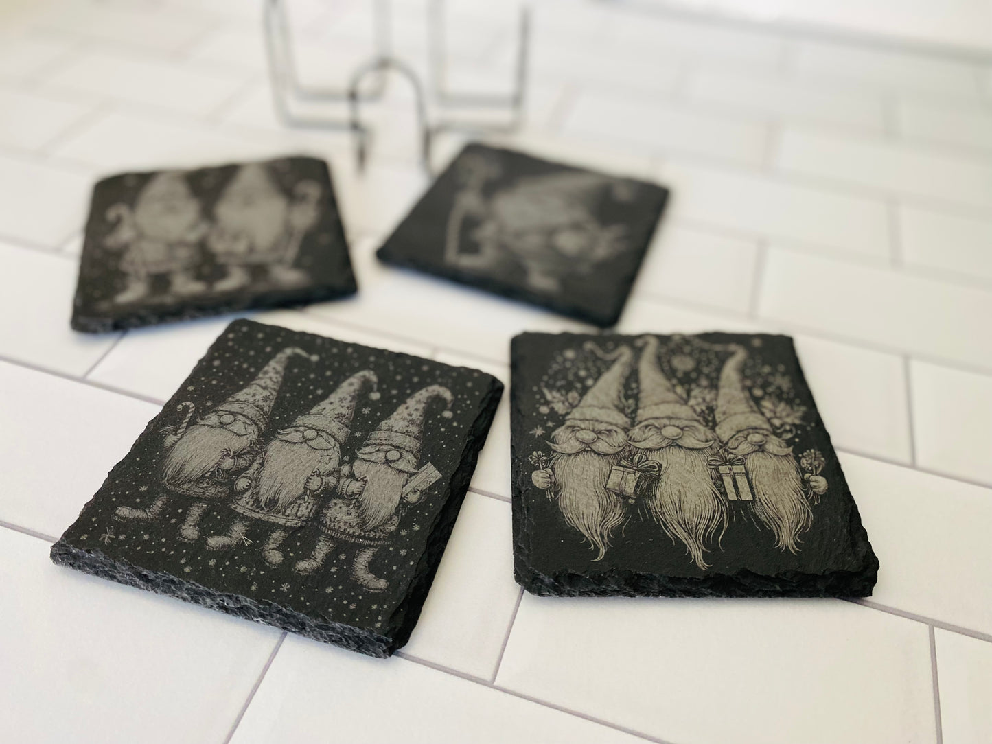 Christmas Gnome Slate Coasters