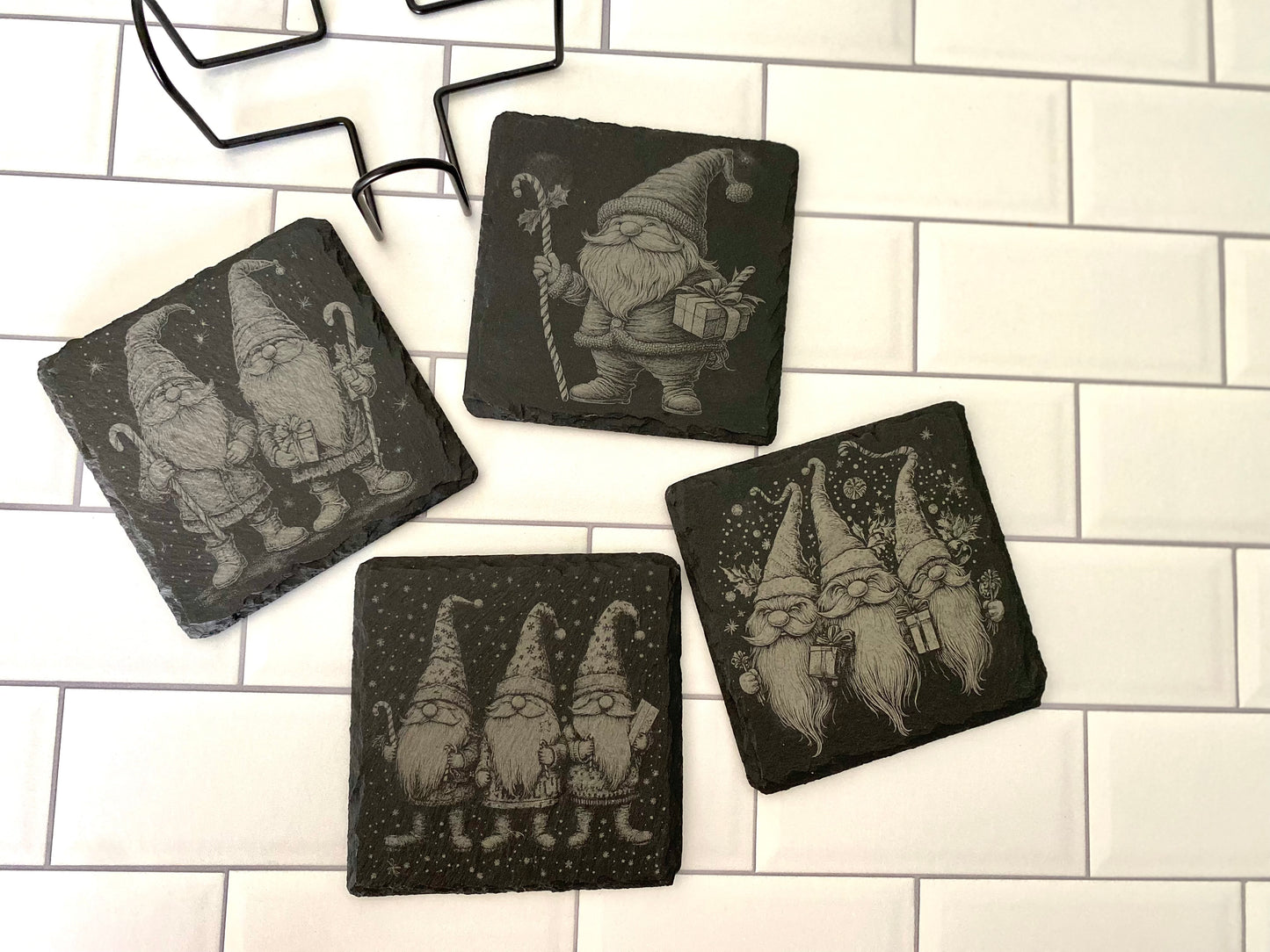 Christmas Gnome Slate Coasters