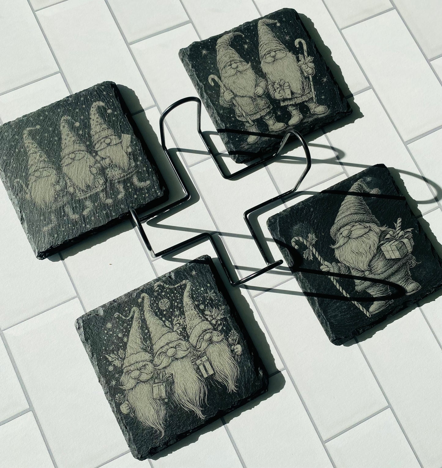 Christmas Gnome Slate Coasters