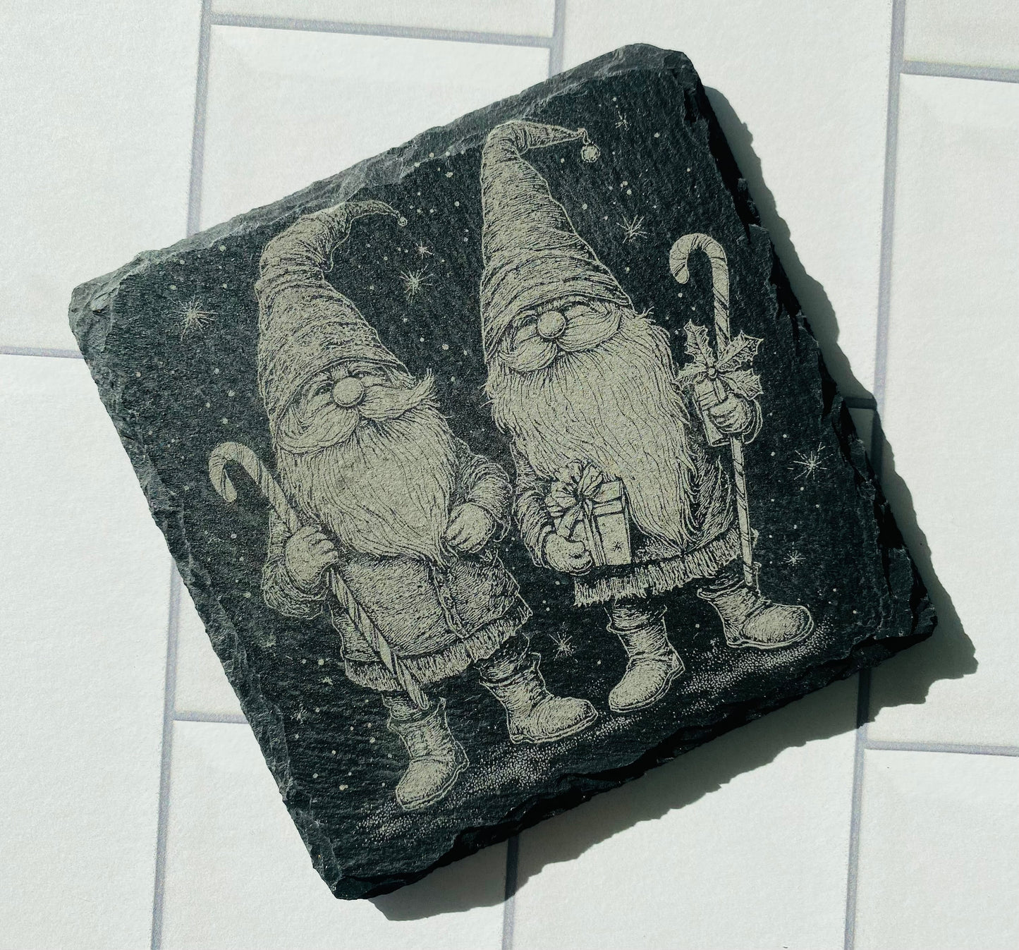 Christmas Gnome Slate Coasters