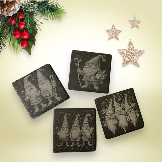 Christmas Gnome Slate Coasters