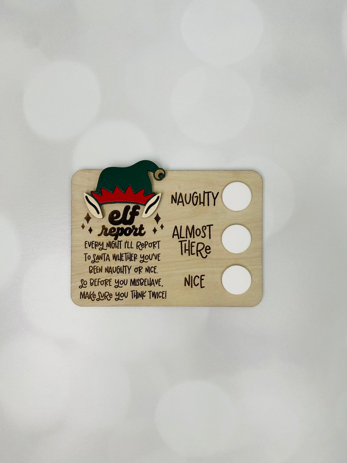 Elf Report Wood Magnet