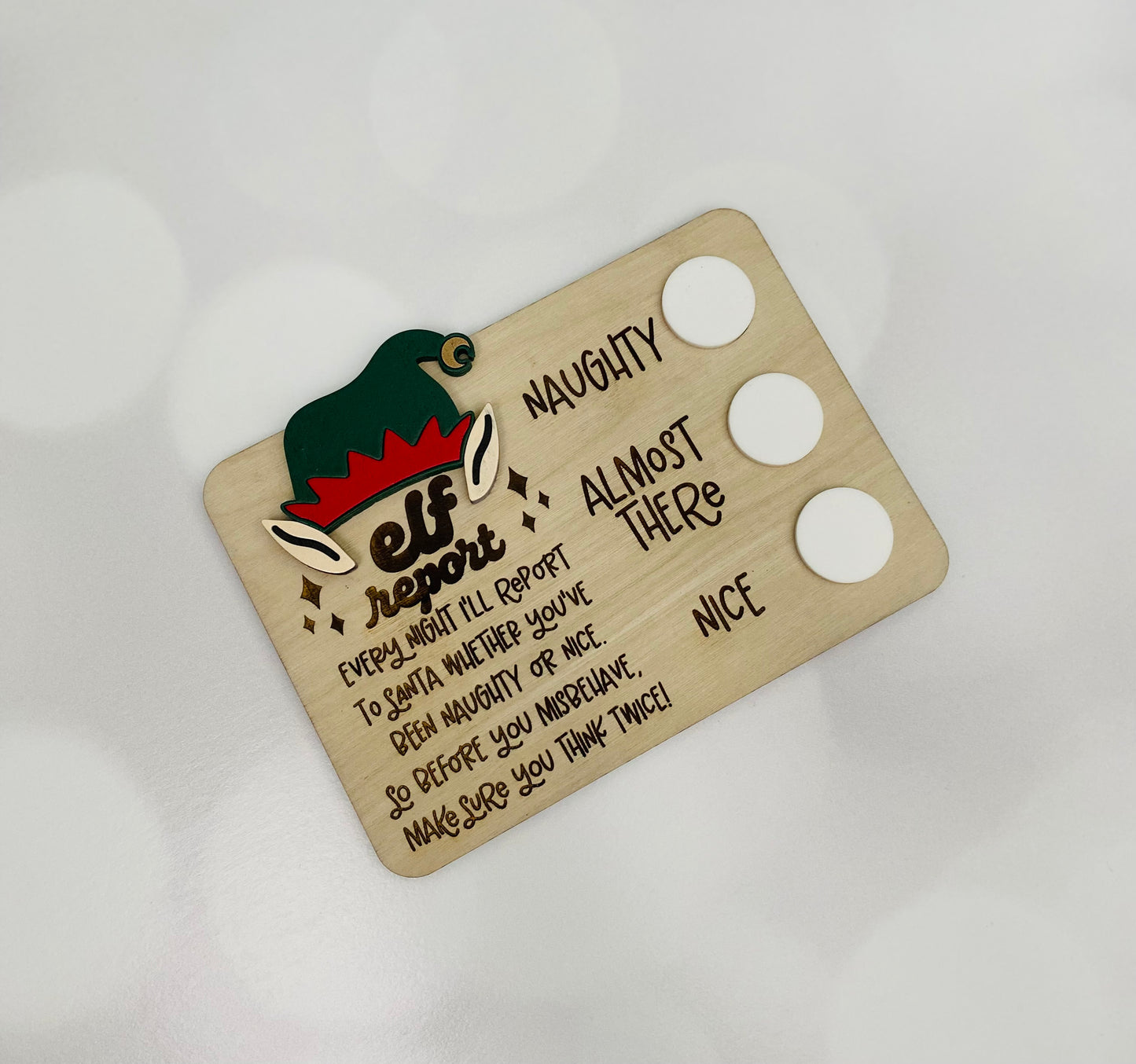 Elf Report Wood Magnet