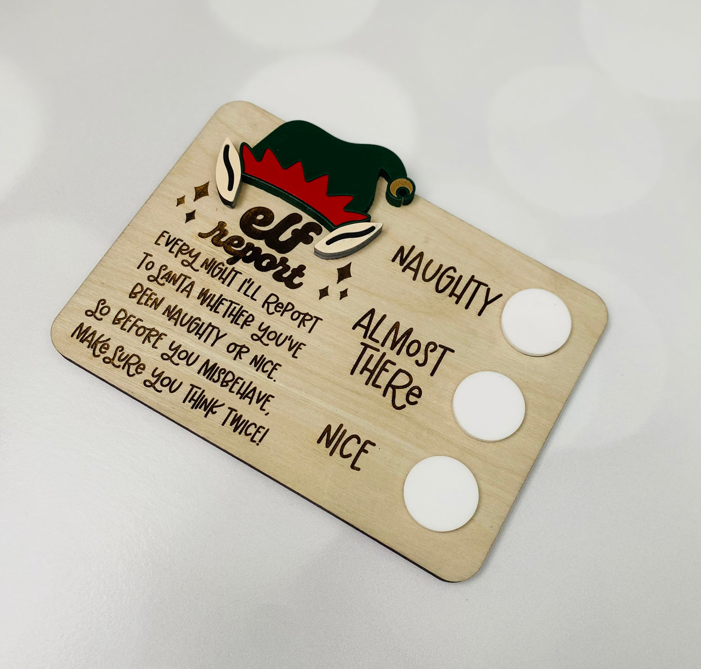 Elf Report Wood Magnet