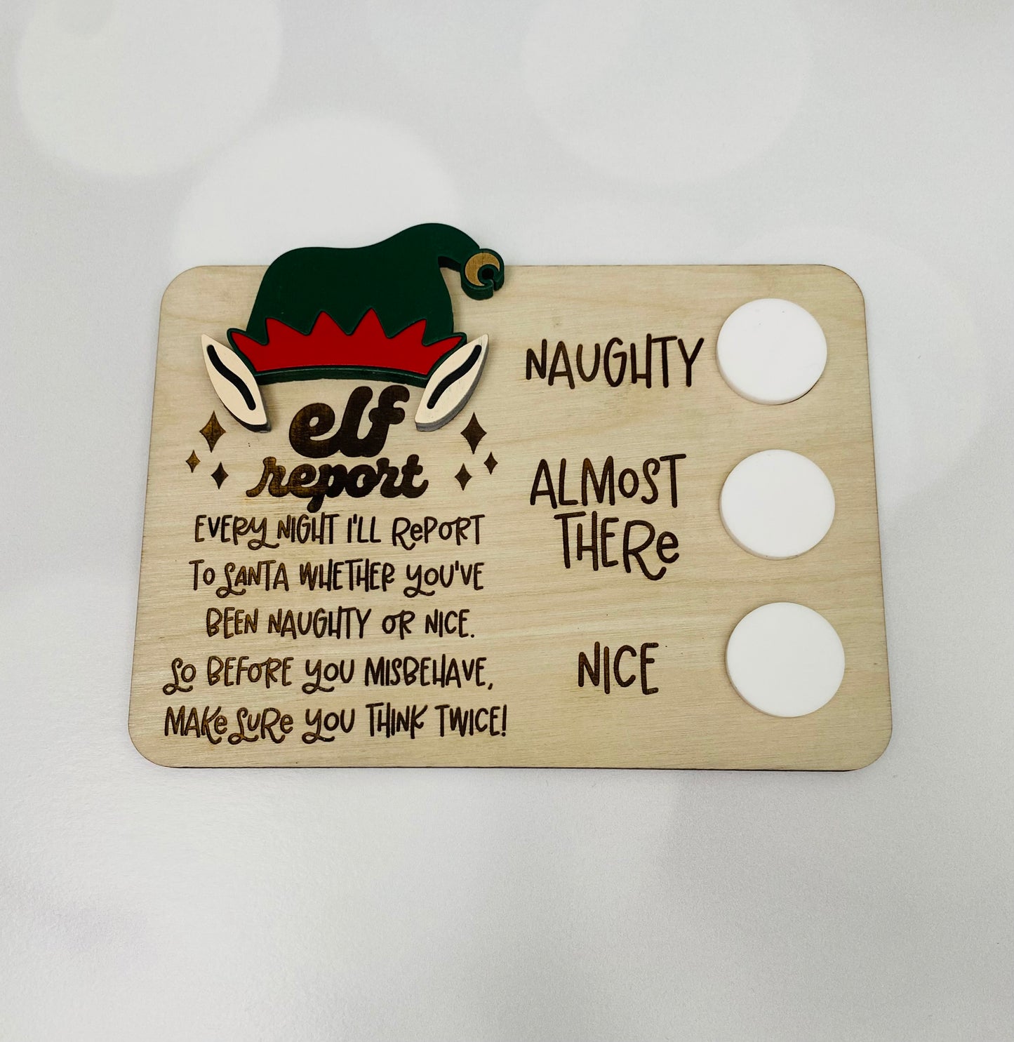 Elf Report Wood Magnet