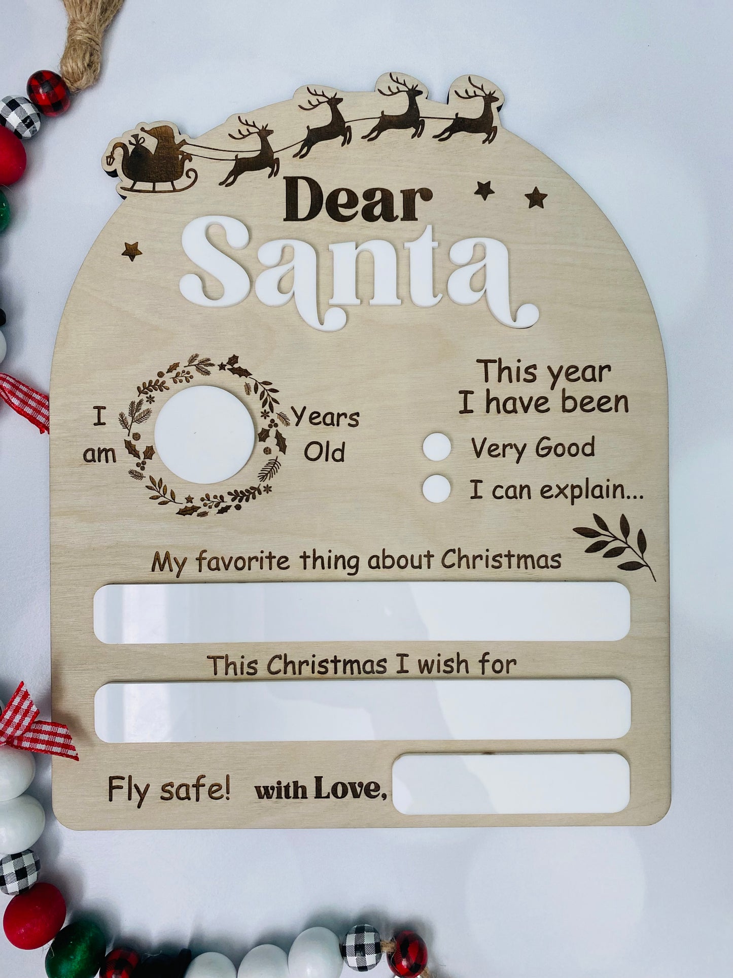 Dear Santa Wood Photo Prop
