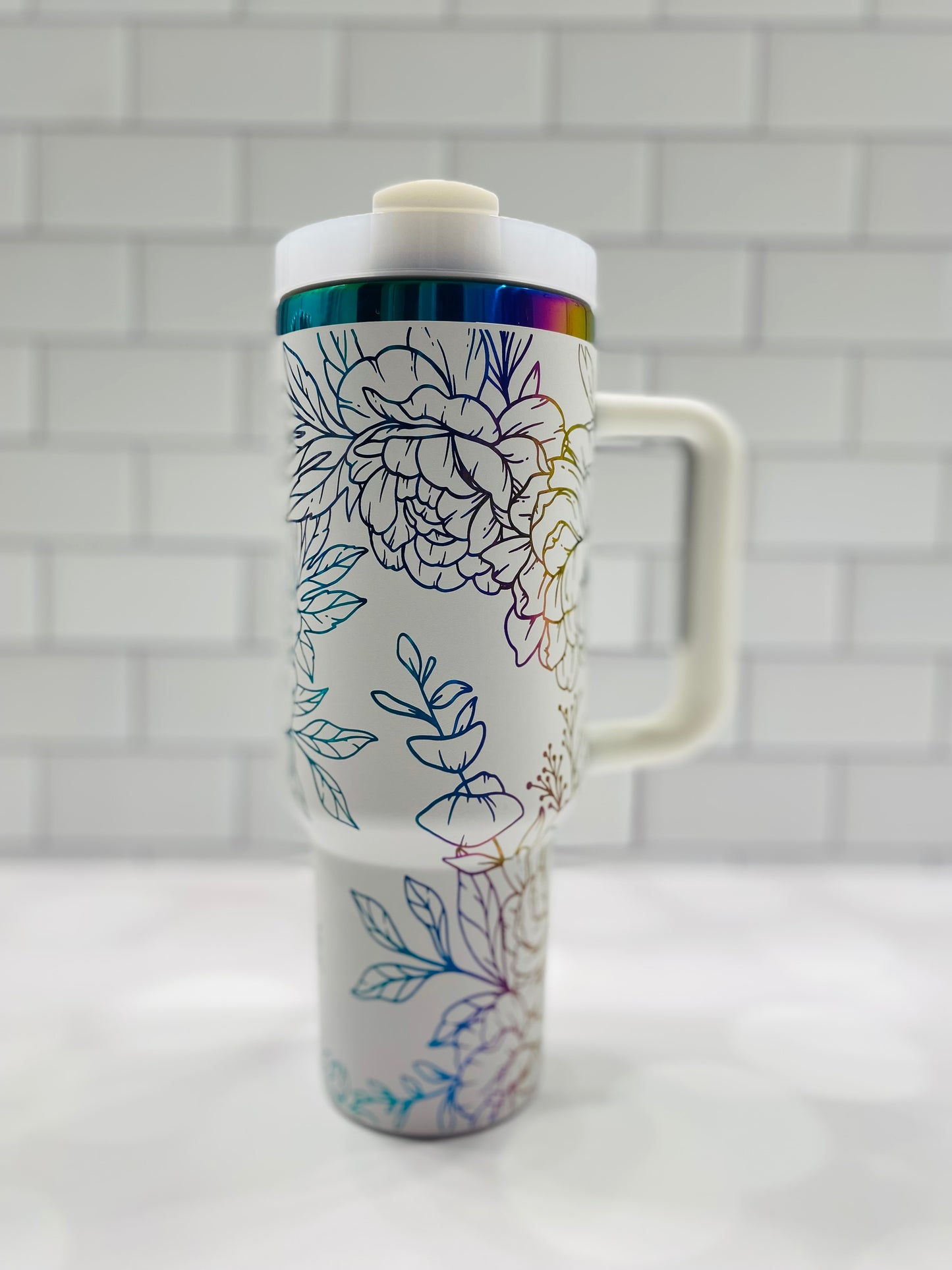 40oz Personalized Floral Tumbler