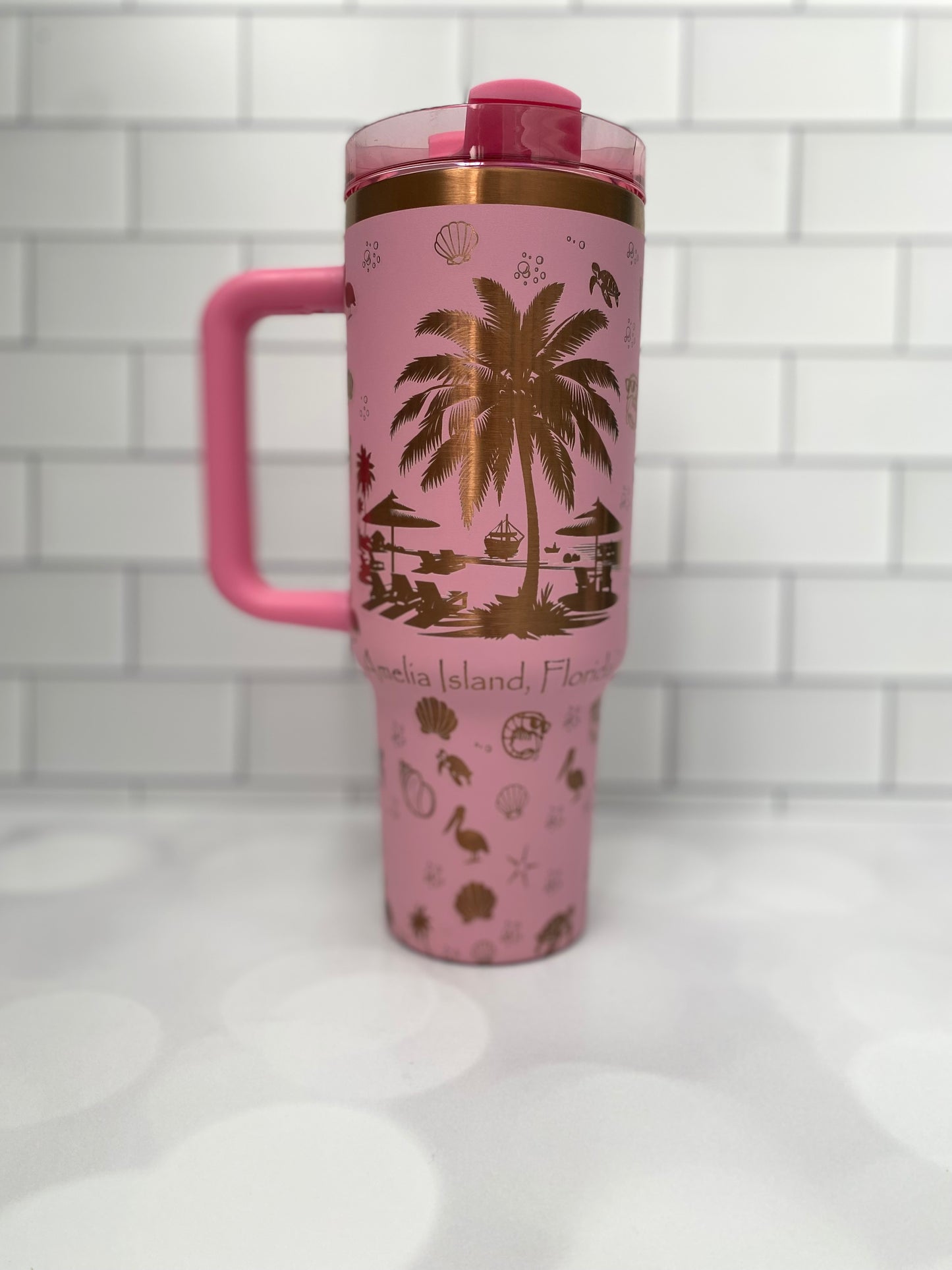 40oz Personalized Tropical Tumbler