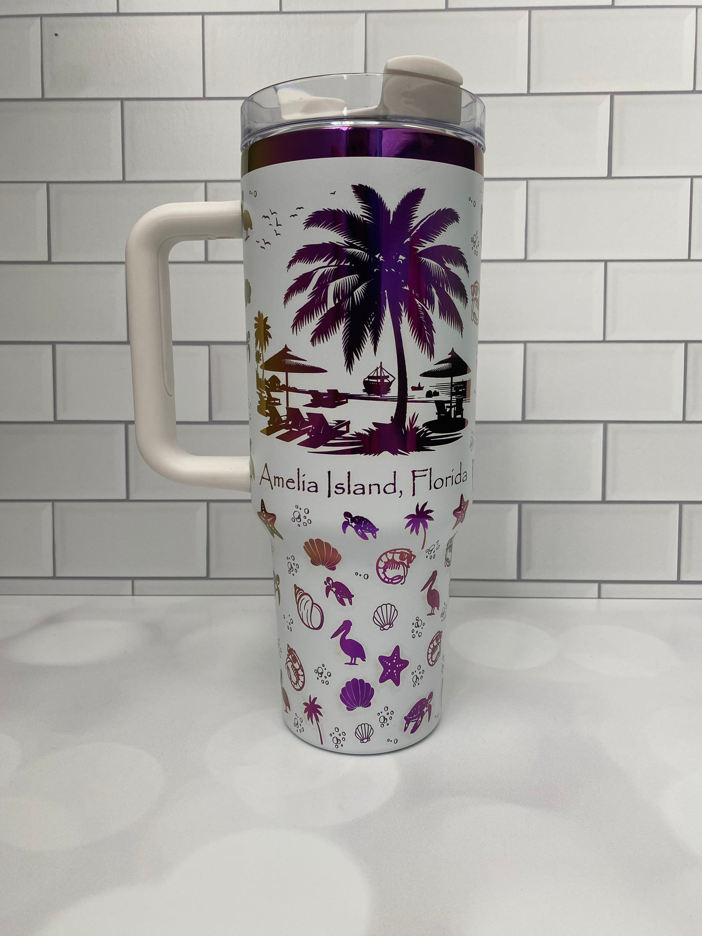 40oz Personalized Tropical Tumbler