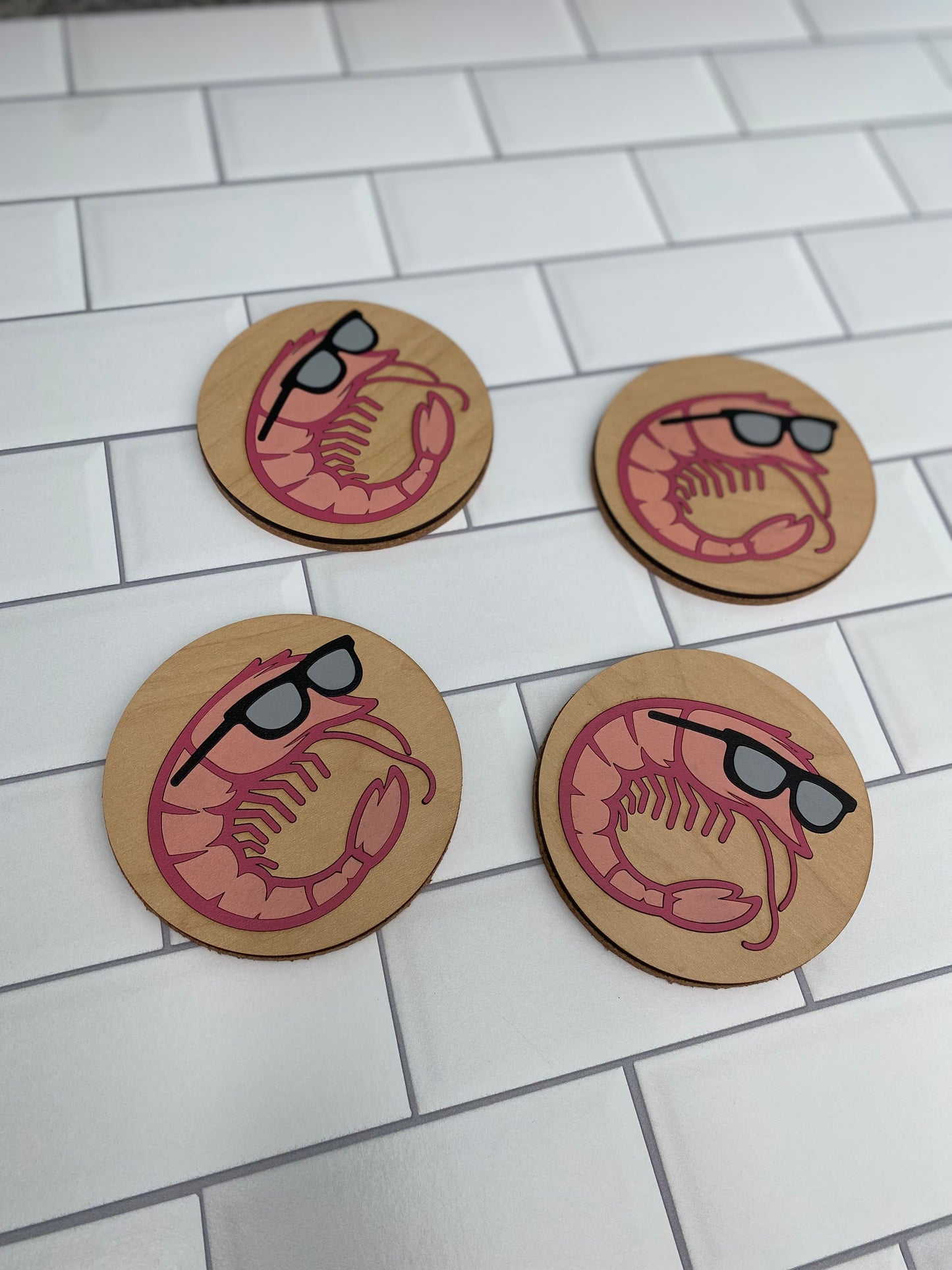 Coastal Quirky Shrimp Coasters