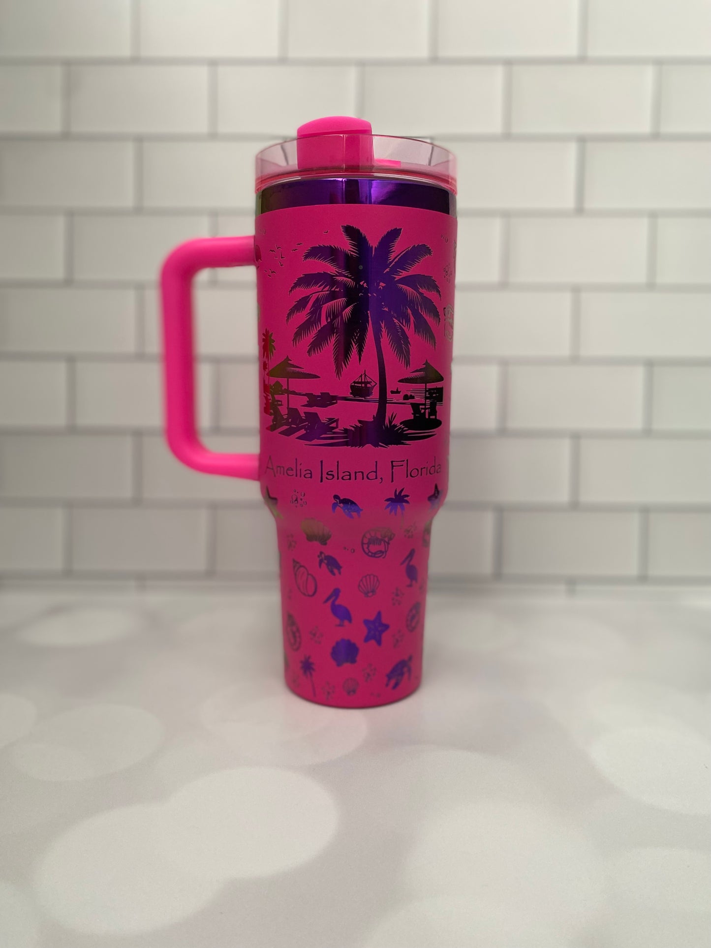 40oz Personalized Tropical Tumbler