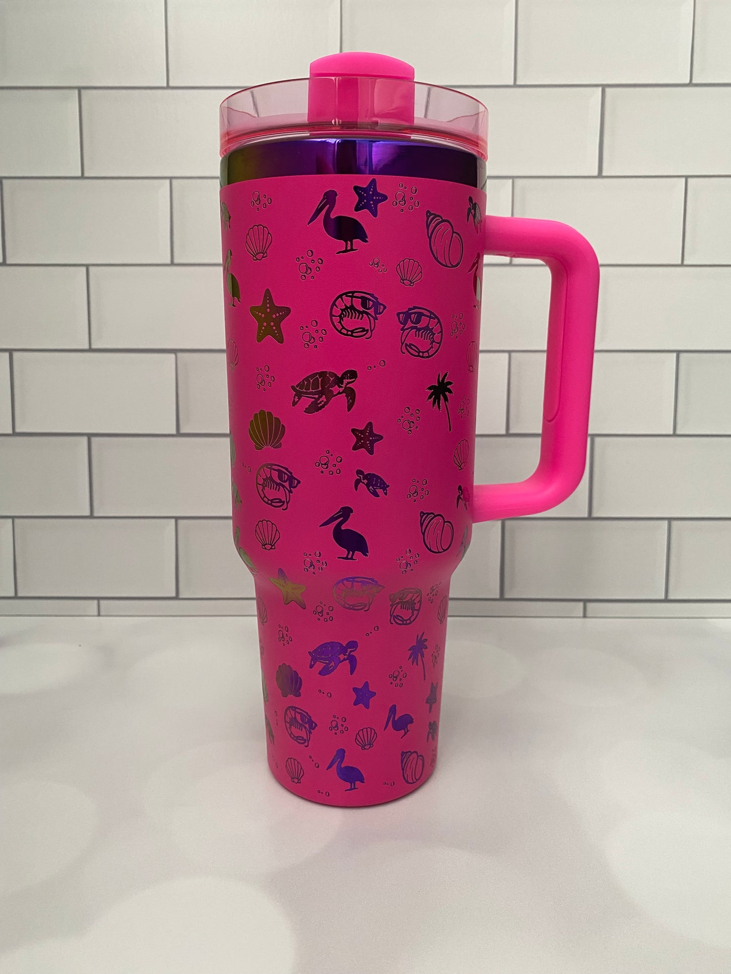 40oz Personalized Tropical Tumbler