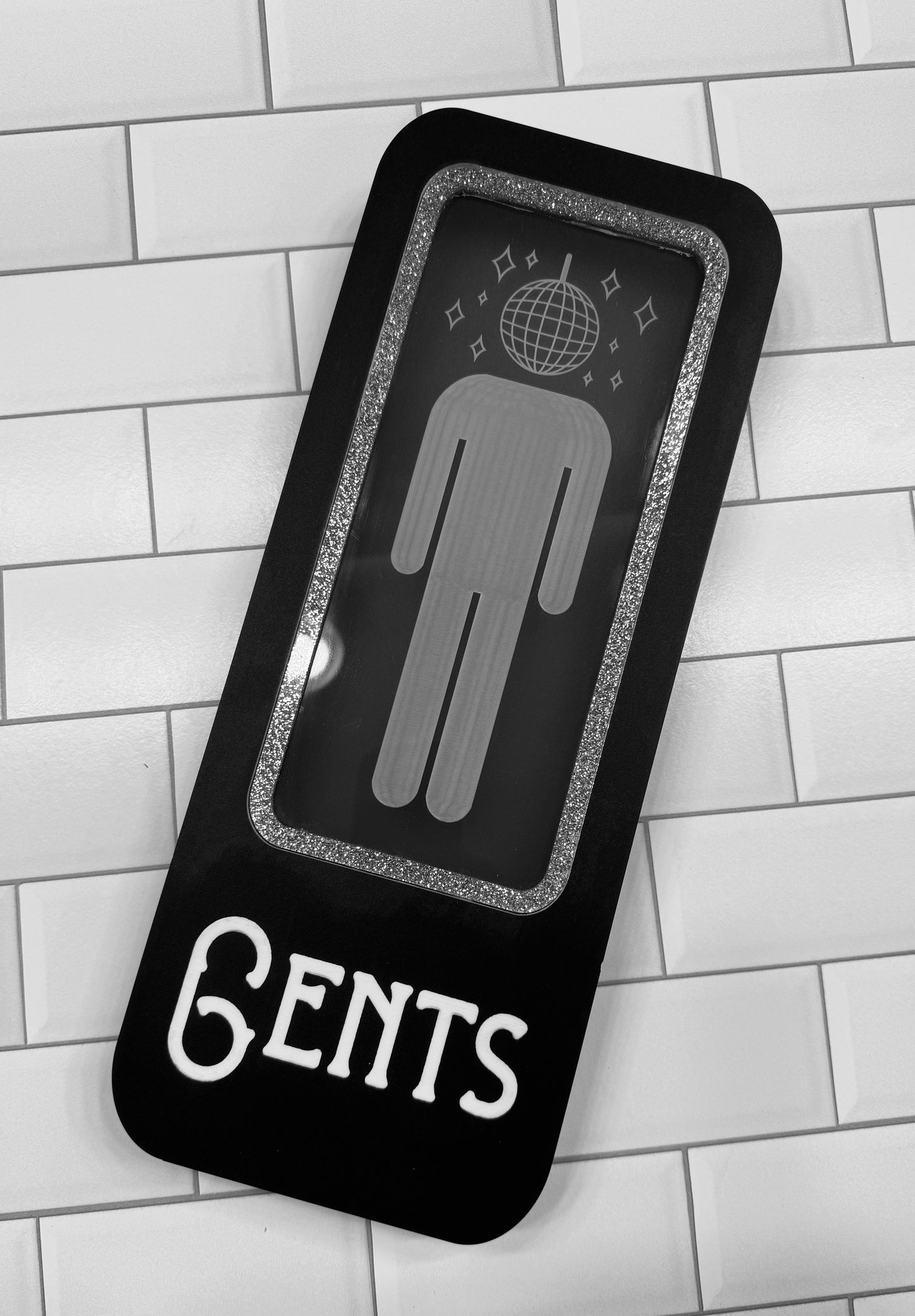 Disco Ball Bathroom Signs