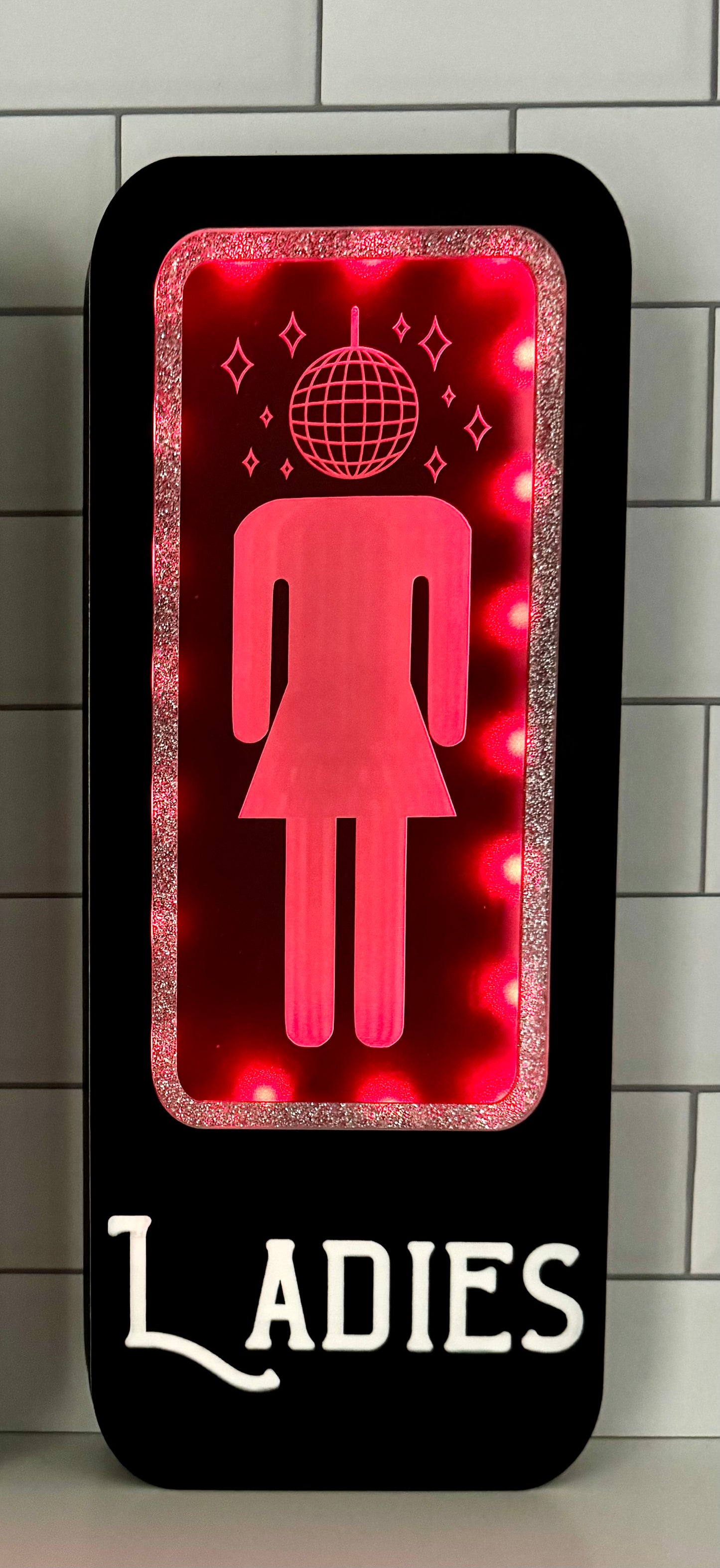 Disco Ball Bathroom Signs