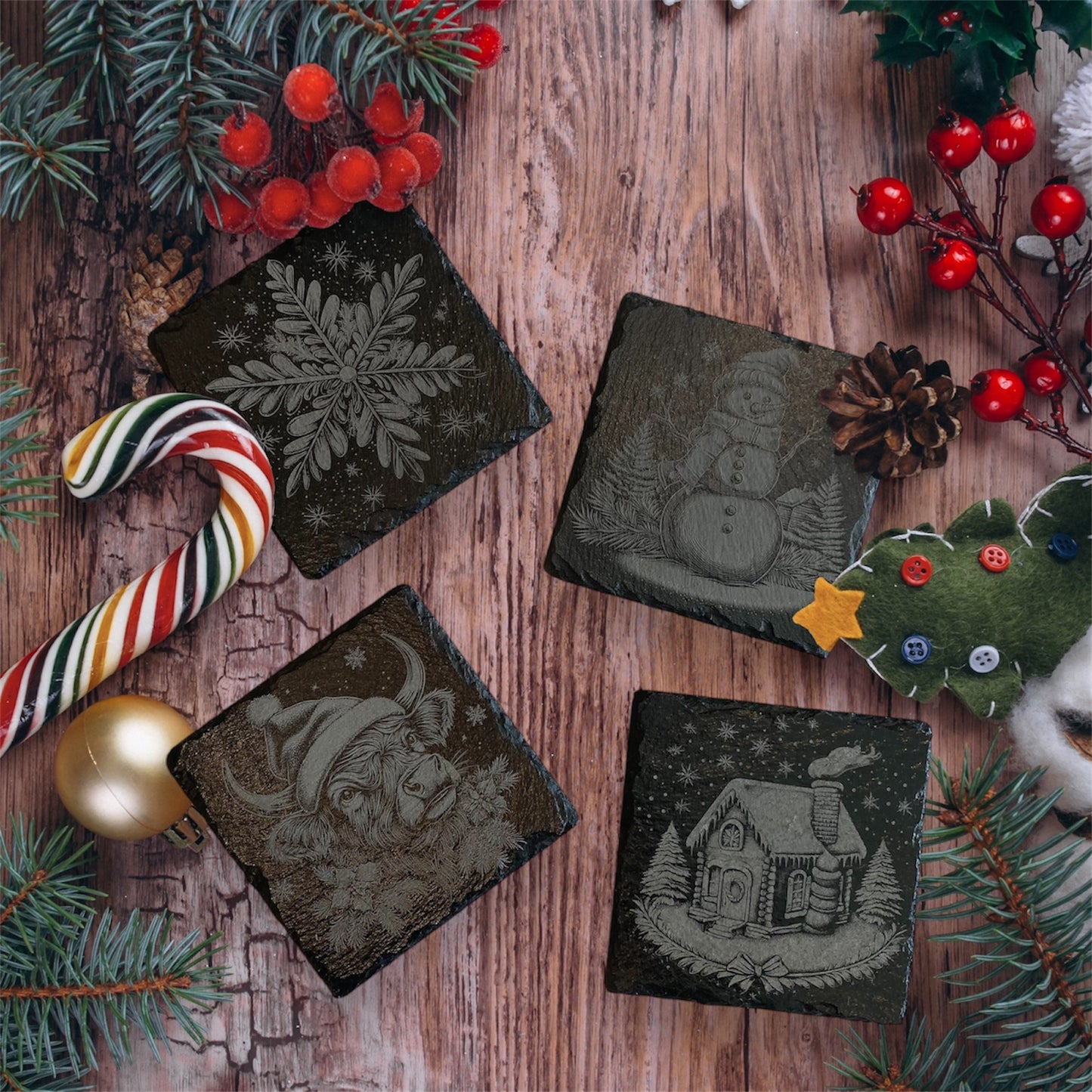 Slate Christmas Coasters