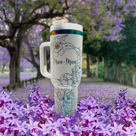 40oz Personalized Floral Tumbler