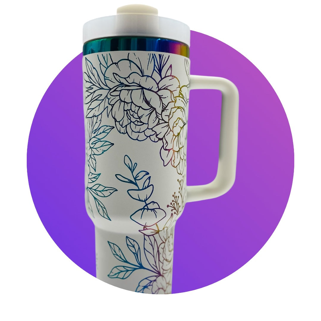 40oz Personalized Floral Tumbler