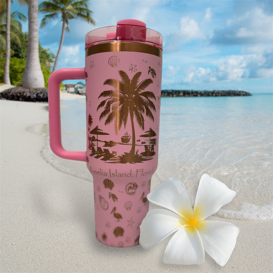 40oz Personalized Tropical Tumbler