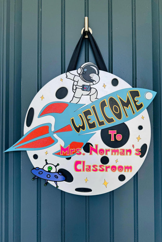Blast Off Space Themed Door Hanger