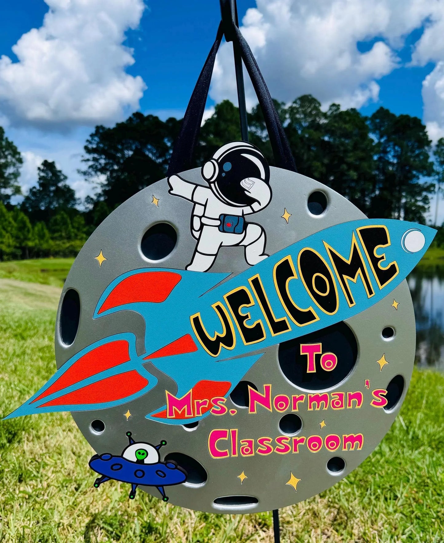 Blast Off Space Themed Door Hanger