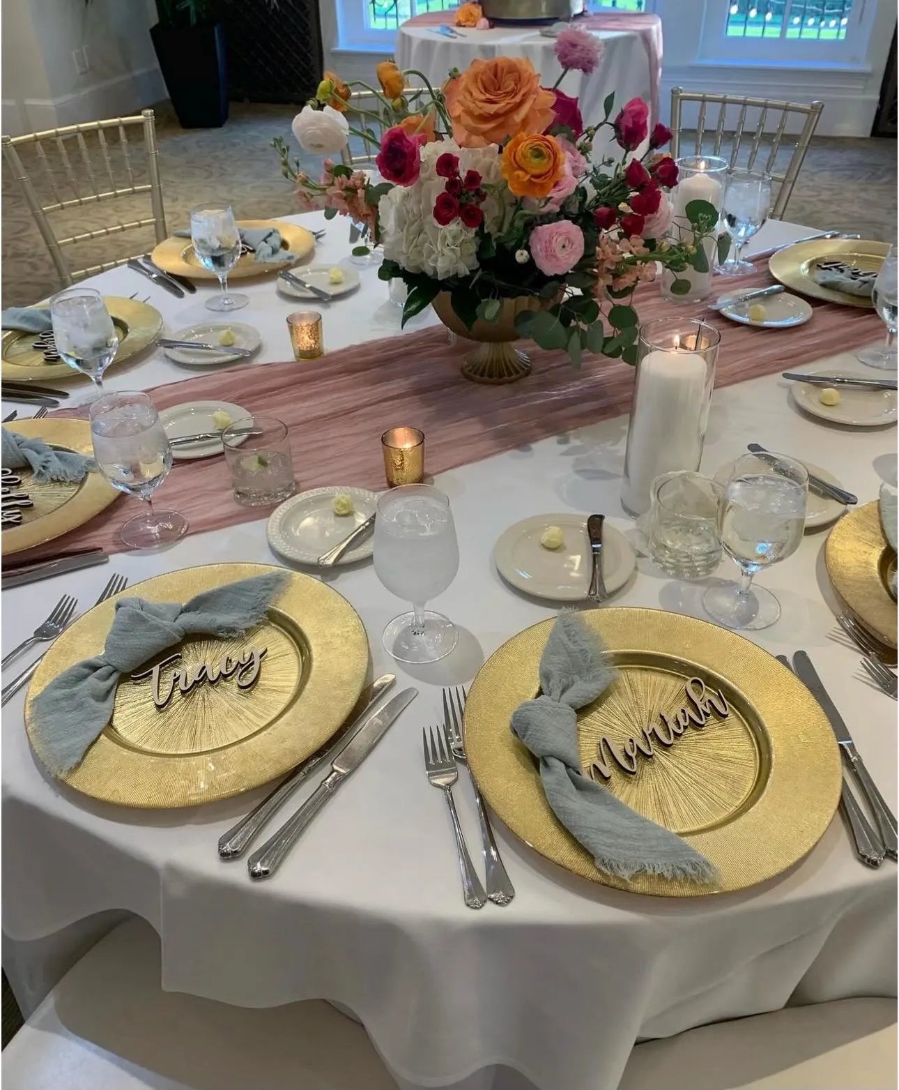 Laser Engraved Names for Wedding Reception Place Settings