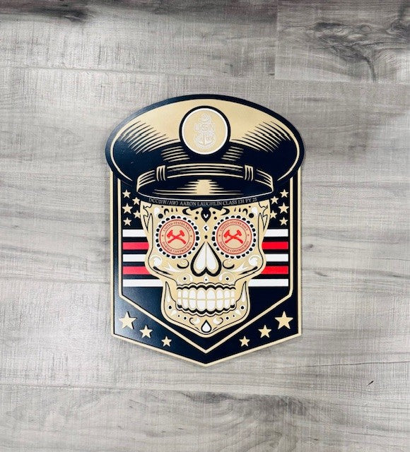 United States Navy Sugar Skull Wood Wall Plaque