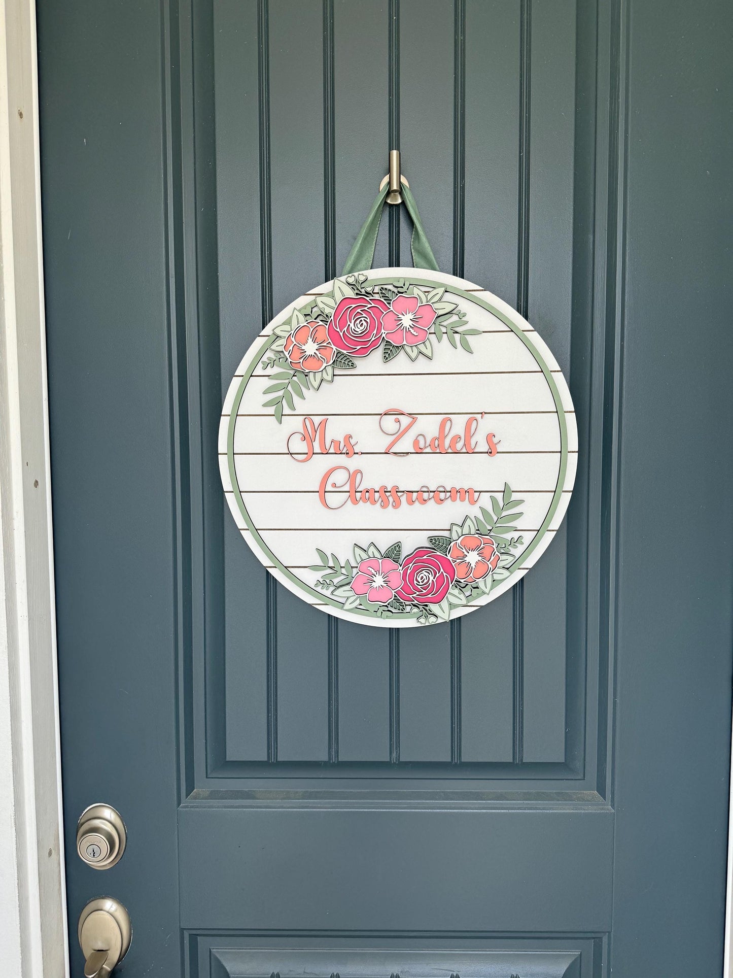 Personalized Floral Door Hanger