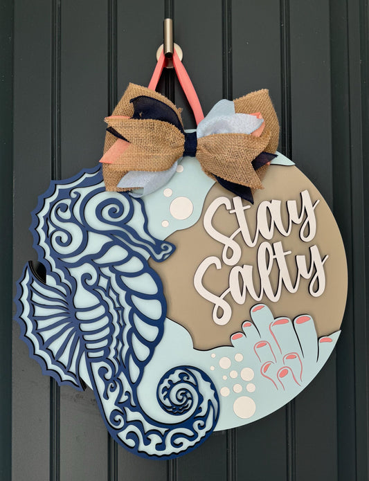 Stay Salty Seahorse Door Hanger