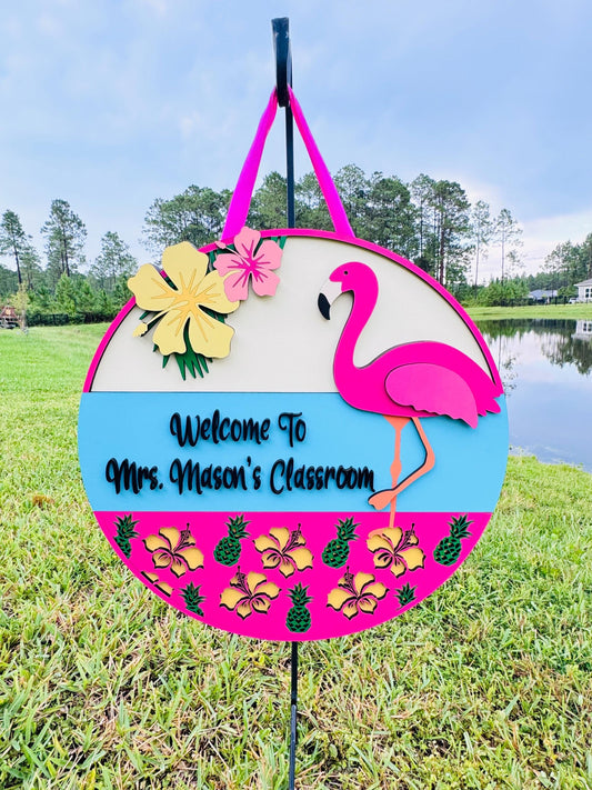 Tropical Flamingo Door Hanger