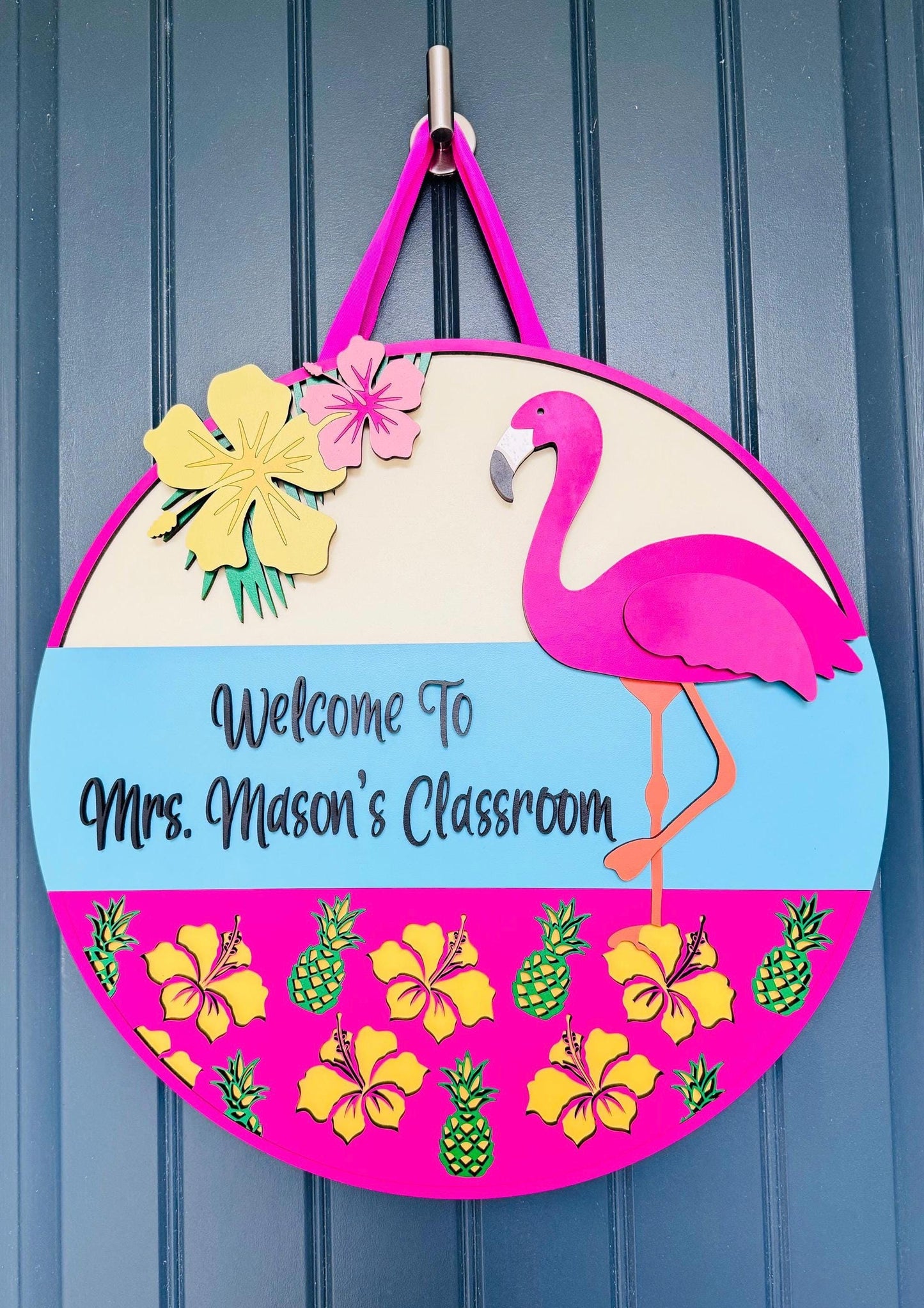 Tropical Flamingo Door Hanger