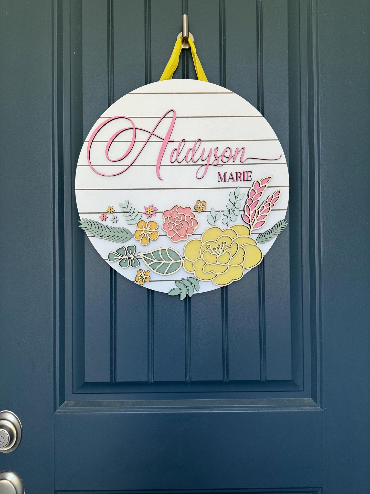 Personalized Floral Door Hanger/Wall Sign