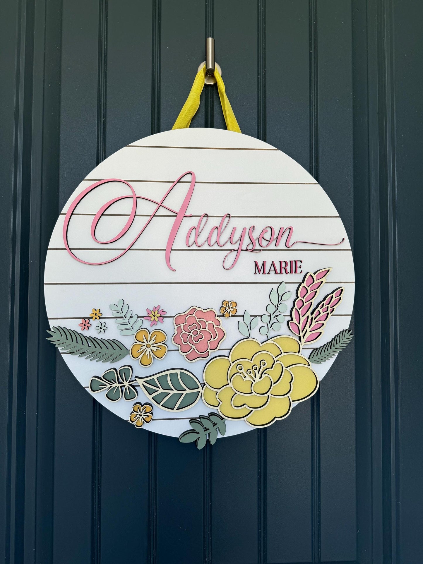 Personalized Floral Door Hanger/Wall Sign