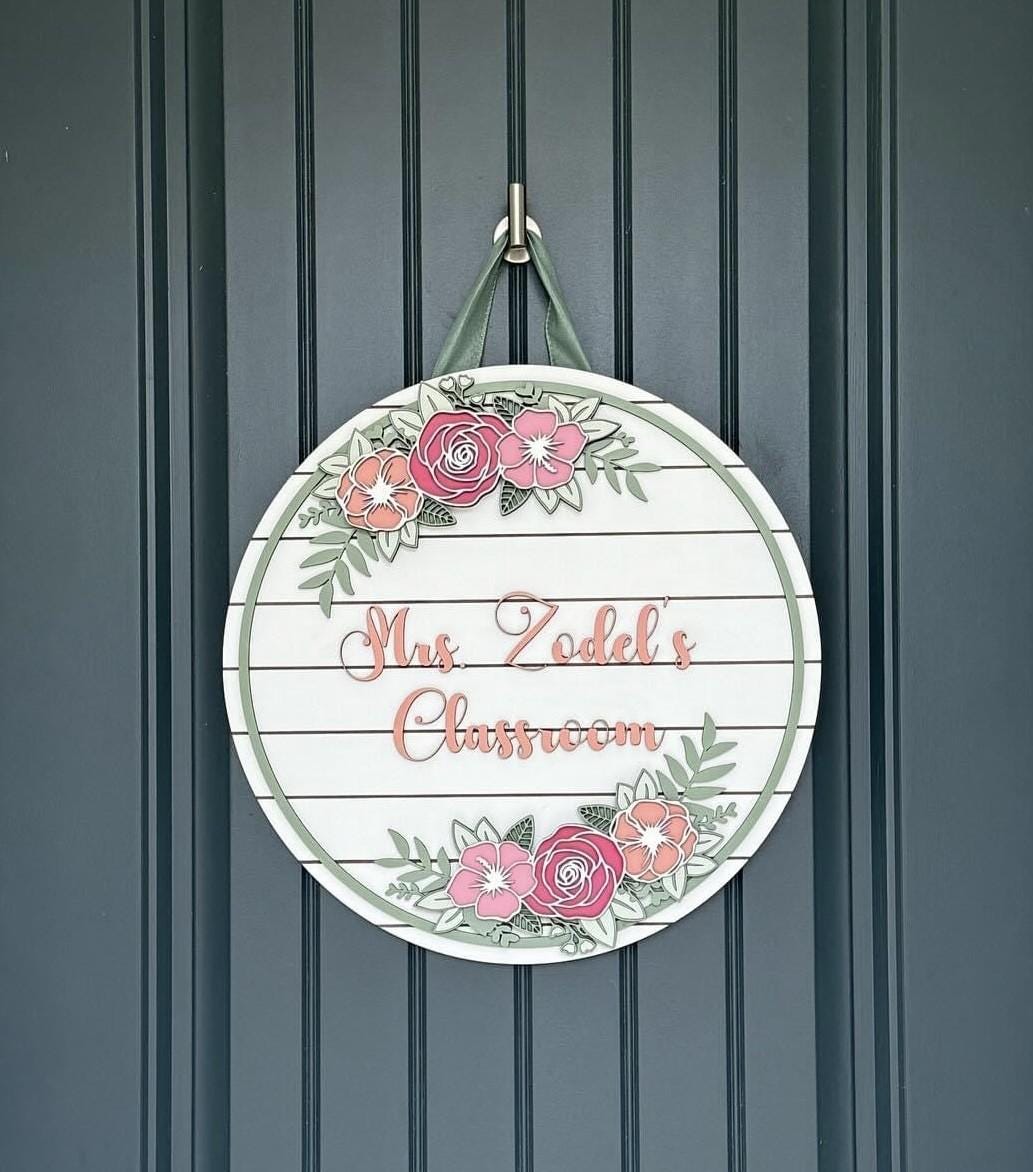 Personalized Floral Door Hanger