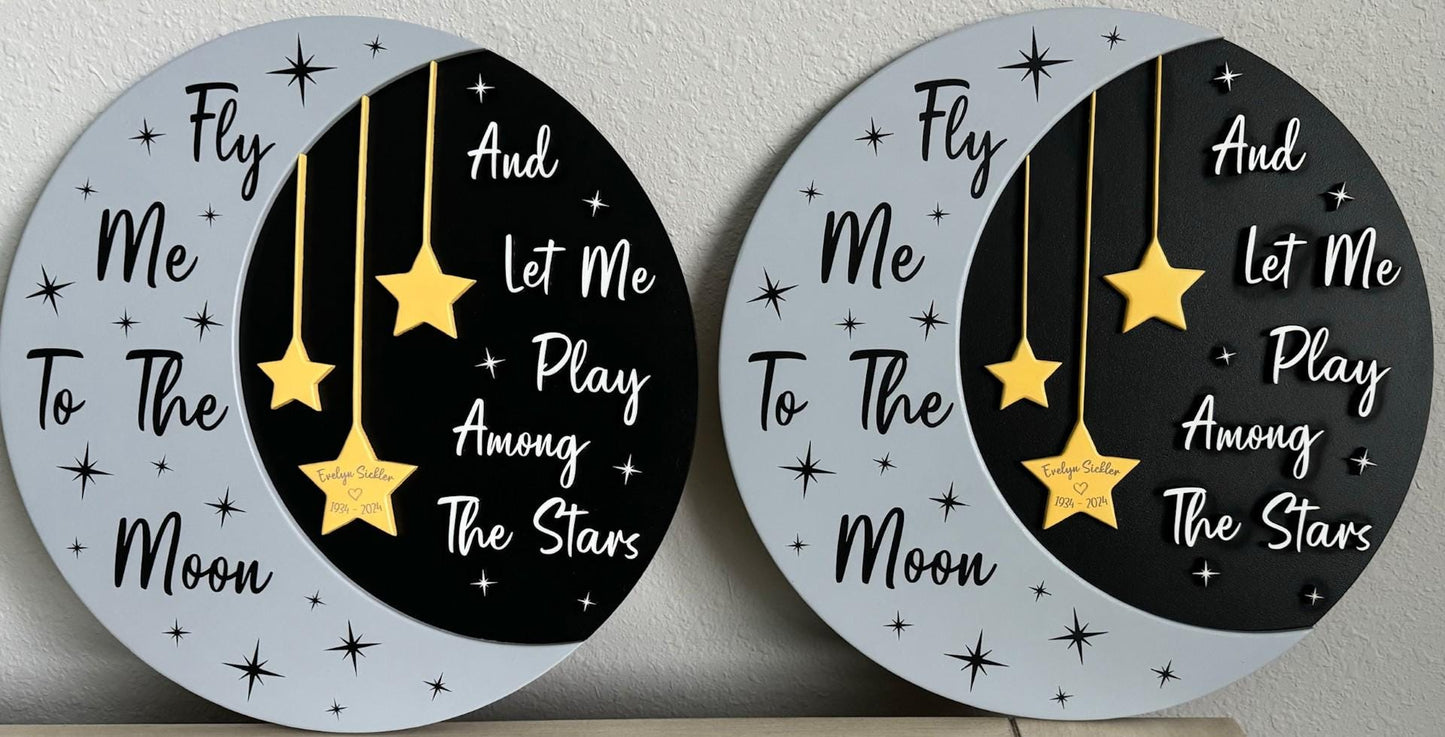 Fly Me To The Moon In Memory Wall Sign