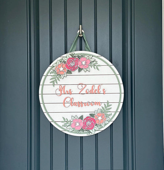 Personalized Floral Door Hanger