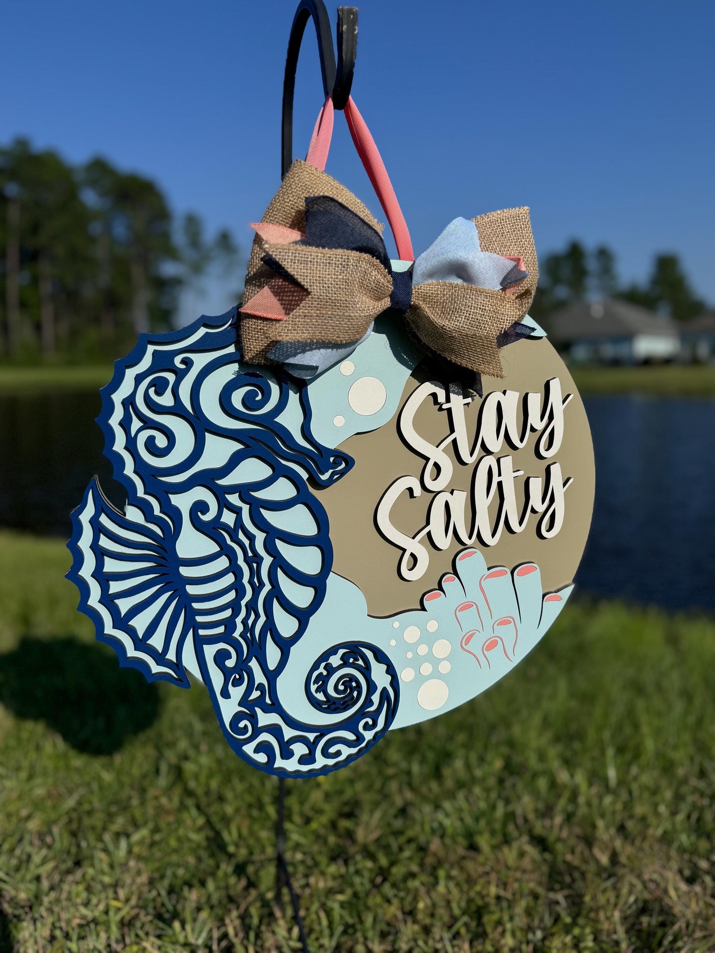Stay Salty Seahorse Door Hanger
