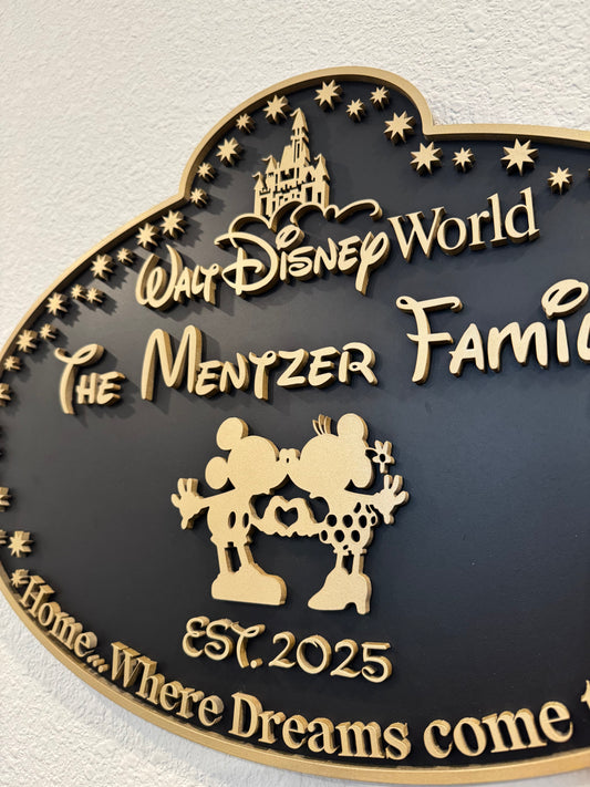 Custom Disney Name Tag Wall decor – Laser Cut & Hand Painted – Family Name Plaque – Wedding, Housewarming, or Disney Fan Gift